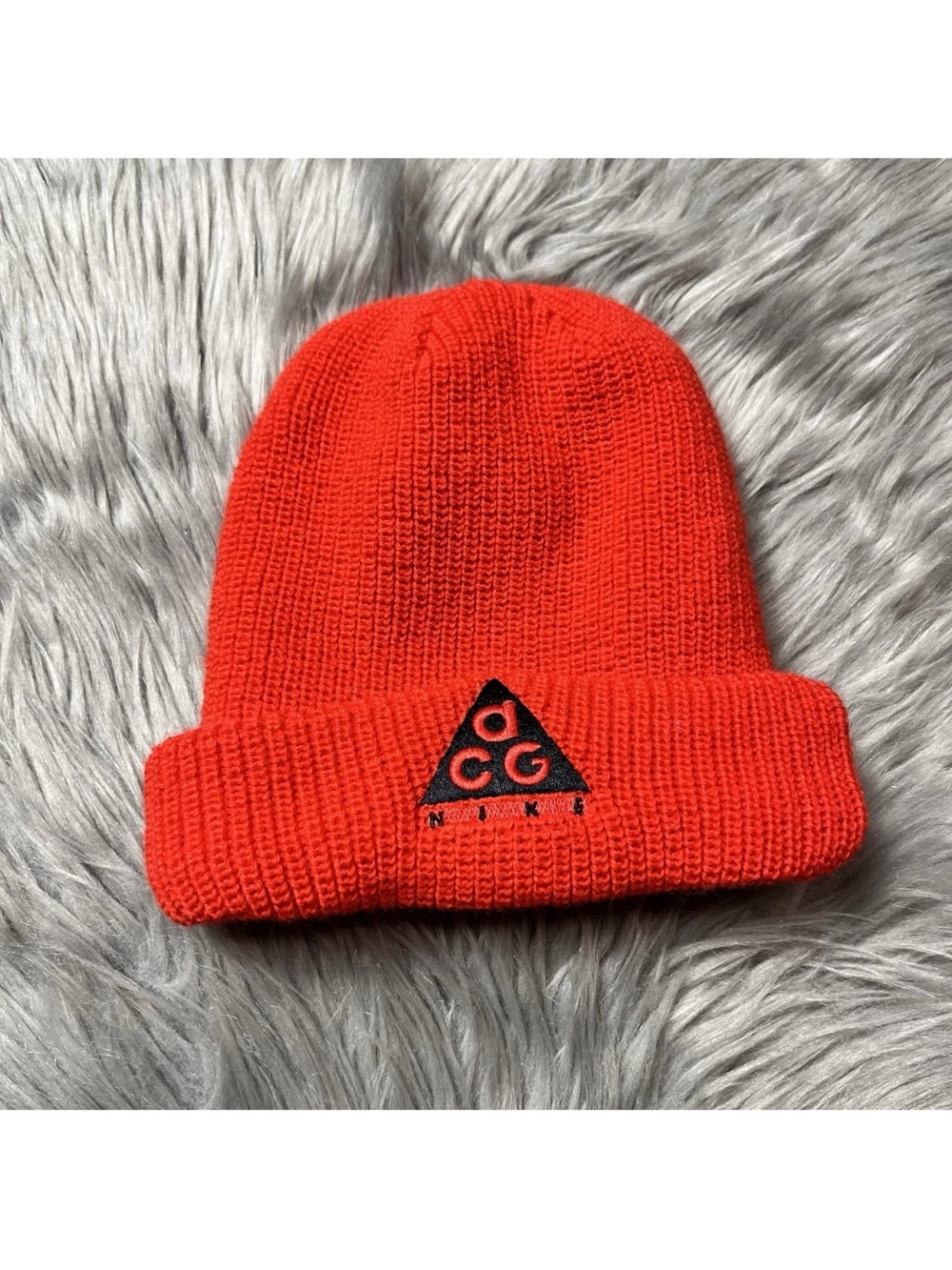 Nike ACG Orange Knit Beanie One Size Wool Blend